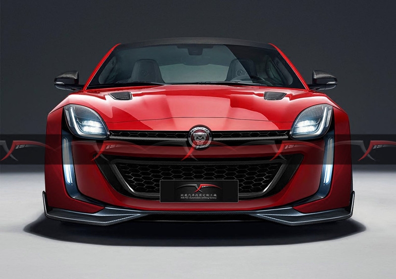 捷豹f-type改装ly款大包围小包围机盖尾翼四出排气前铲侧裙尾翼