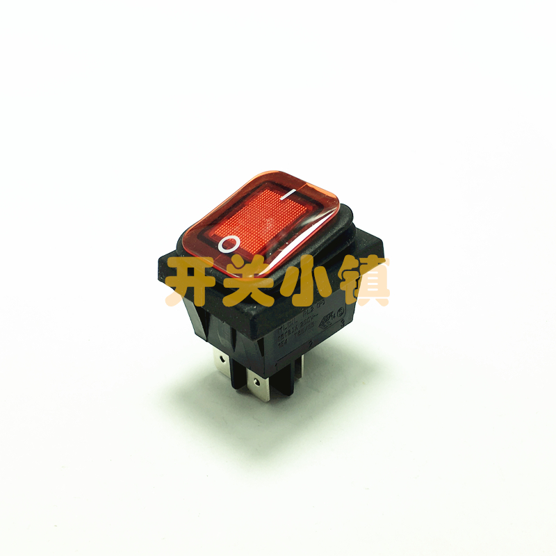 台湾RLEIL防水船型开关 KCD4型4脚2档电源开关 红灯 银触点 RL2
