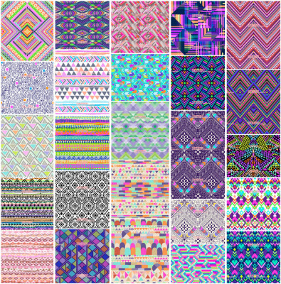 A0210矢量AI设计素材 25张印度民族风几何四方连续印印花纹理图