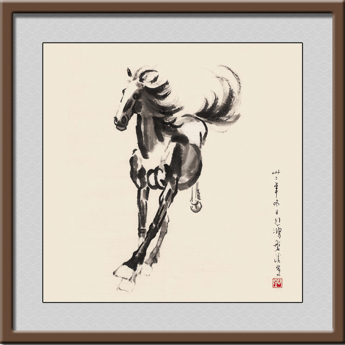 756海报印制展板写真喷绘746黑烈马奔驰的骏种马年诗词歌赋水墨