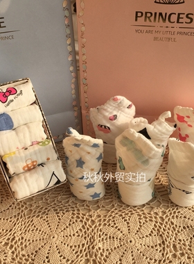 A类纯棉muslin纱布婴儿六层纱布口水巾洗脸巾宝宝方巾新生儿喂奶