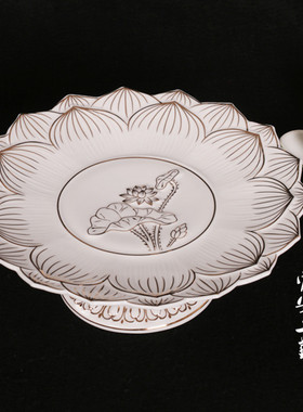 富安佛具用品白玉描金陶瓷