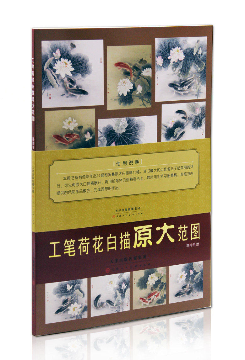 工笔荷花白描原大范图 路雨年绘 天津人民美术出版社 工笔鲤鱼荷花原大版实用白描画稿12幅 附彩稿 临摹范本 中国画作品集 正版怎么看?