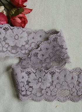 56D 特价  客供 灰紫色  弹力蕾丝花边3.8cm宽 3.2元1米