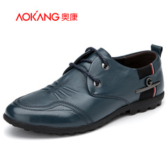 Aucom men's shoes men's business casual shoes men's shoes wear shoes leather lace trend metal men