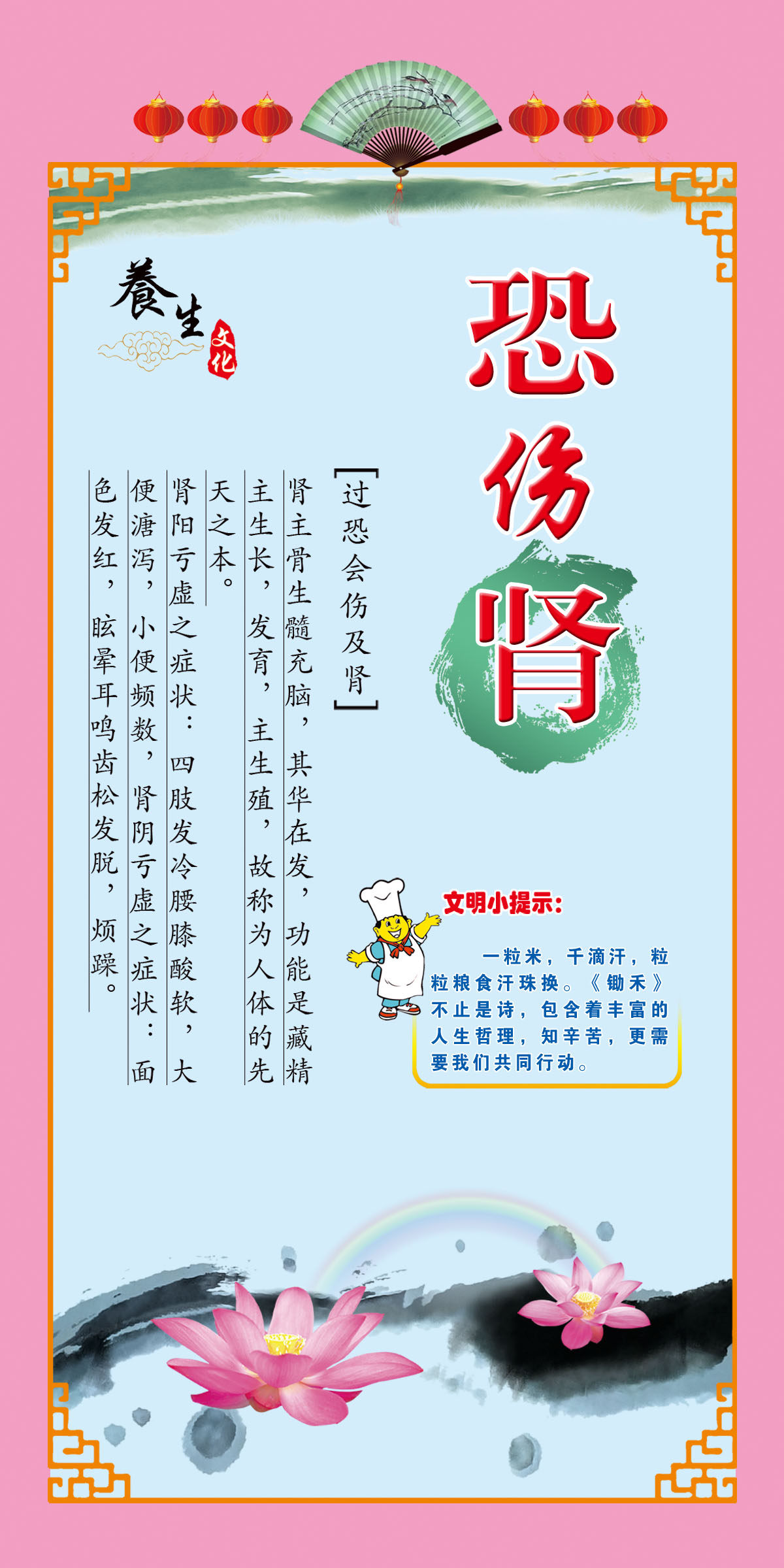 750海报印制展板写真喷绘17中医养生文化展架之恐伤肾