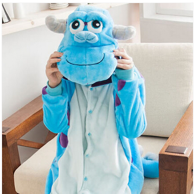 卡通动物珊瑚绒如厕情侣连体睡衣