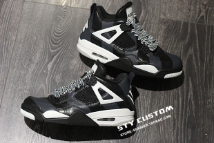 jordan Air ow黑白条纹 乔4改制 STY 斑马条纹 custom定制