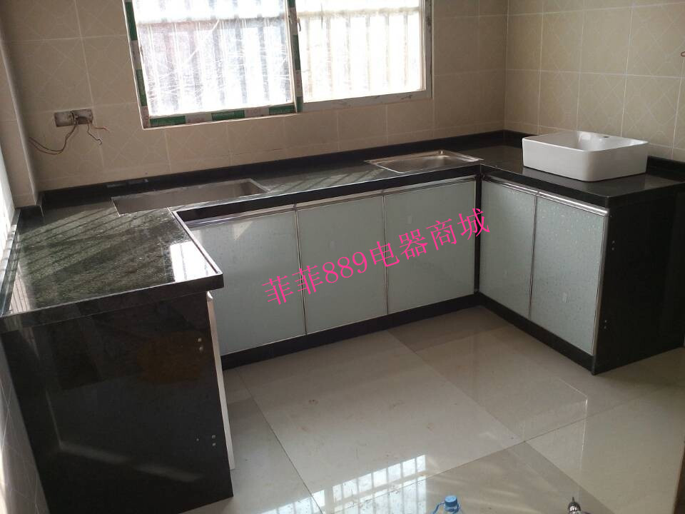 整体厨柜黑石大理石柜体晶钢门