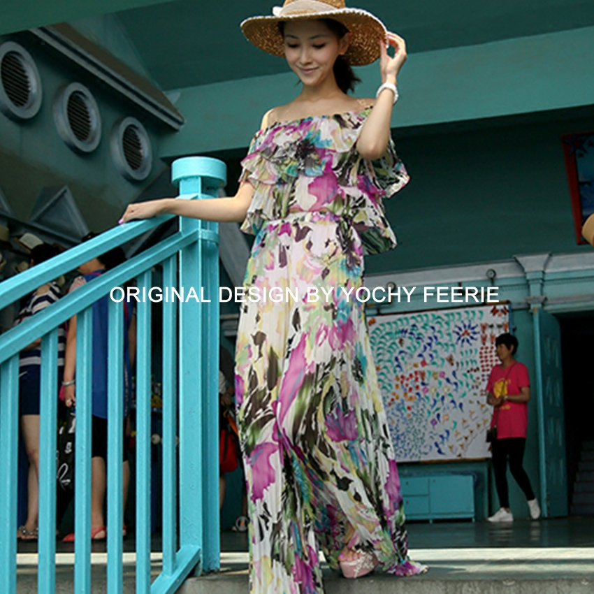 Yochy Feerie Trend direction Leave Sultry printing Chiffon Bouffancy Wide leg pants Elegant suitin the Women's clothing/Boutique , Set/Student uniforms/Work uniforms , Fashion Set  category - from Buy2taobao.com to provide professional Taobao agent buy service