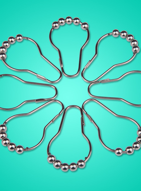 未来式卫生间滚珠浴帘挂钩环不锈钢葫芦五铢大号浴帘挂钩