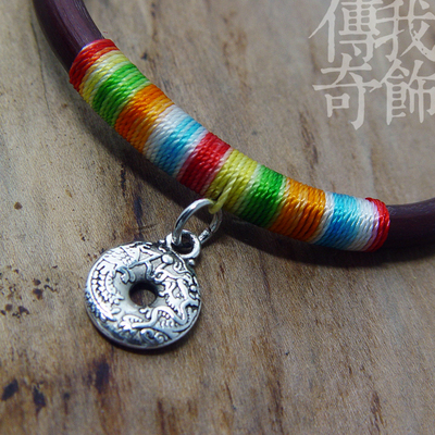 diy龙凤呈祥吊坠金刚藤绳子藏银