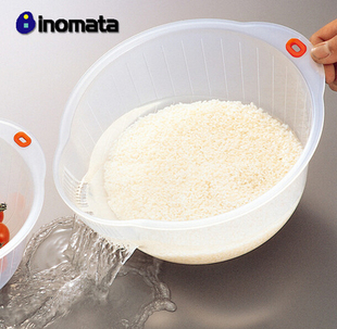 日本进口inomata淘米箩 淘米盆 蔬菜水果沥水篮子 洗米筛 沥水盆