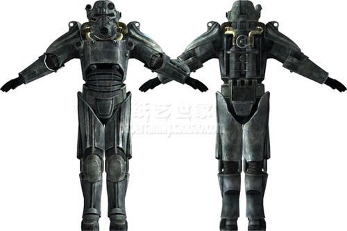 需自制！辐射T45D动力装甲3D纸模型1:1全身cosplay可穿盔甲8488