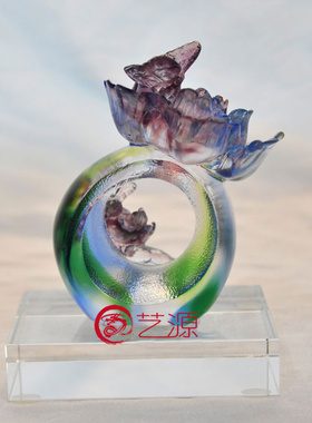 琉璃花开富贵婚房生日礼品摆件