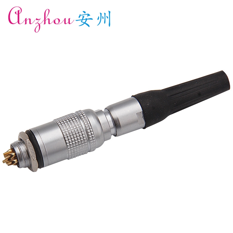 镀金航空插头YC8-7芯/YC8-7P推拉式快速连接 孔径8MM 带橡胶尾