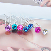 Ya na hairpin rhinestone hair fork Korea hair accessories hair bride, a u-clamp fork plug Q0364