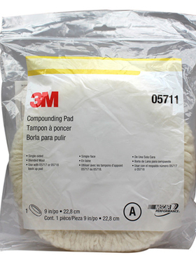 3M 白色单面粗抛羊毛轮 抛光轮 抛光盘 打蜡抛光海绵 05711