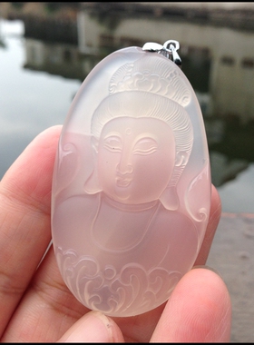马达加斯加纯手工磨砂雕刻观音吊坠保平安男女同款36
