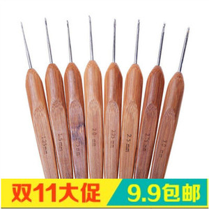 编织工具木柄钩针DIY手工针织工具钩包钩坐垫钩帽子不锈钢头包邮