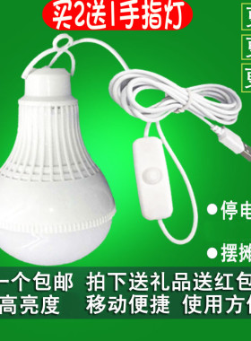 超亮usb灯泡led灯节能小夜灯护眼宿舍灯充电宝应急灯摆摊灯地摊灯