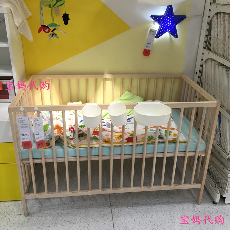 深圳宜家婴儿床 全实木榉木高低两档简约原木色辛格莱婴儿床014