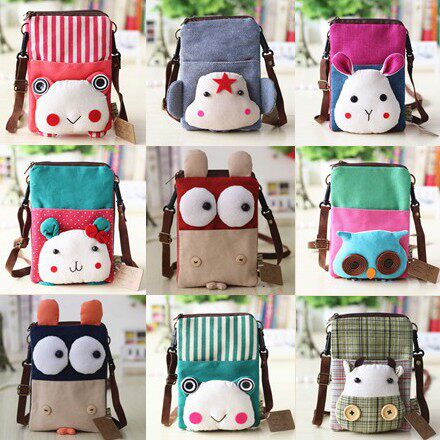 Cartoon Canvas Messenger Large screen mobile phone Korean Edition lovely girl student Small cloth Diagonal Mini Bagin the Leather/Lady bags/Men's bag, Ms. bags  category - from Buy2taobao.com to provide professional Taobao agent buy service