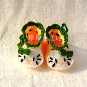 宝宝毛线鞋手工编织勾针勾织软底鞋婴儿鞋新生儿宝宝鞋包邮