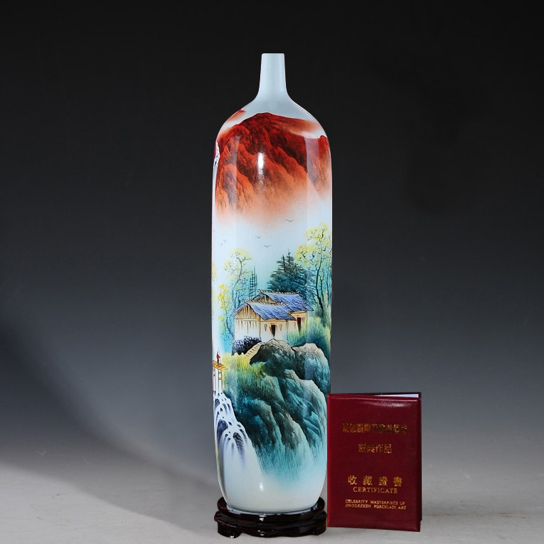 景德镇陶瓷器 名家胡慧中手绘粉彩落地大花瓶 现代客厅装饰品摆件