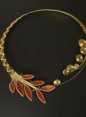 线条艺术手工金色复古饰品项圈链