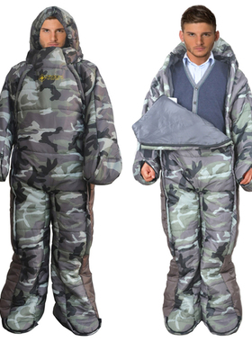 人型人形人体睡袋沙发看电视户外木乃伊式陪护行走睡袋露营睡袋