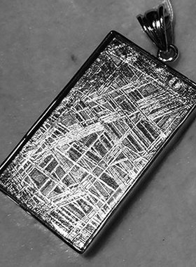 方形纯银镶嵌吊坠