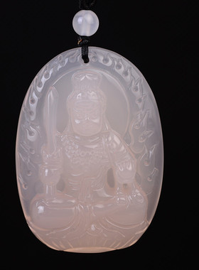 白色生肖鸡玉髓不动尊菩萨吊坠