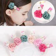 Know Richie children''s hair accessories and burnishing Pearl Camellia flower hair clips baby card edge clips of girls jewelry