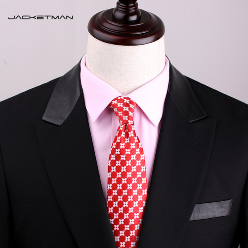 Jacketman男士新郎结婚领带 红色领带8cm男正装商务礼盒装 - 封面