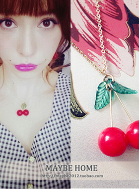韩国俏皮风红樱桃饰品