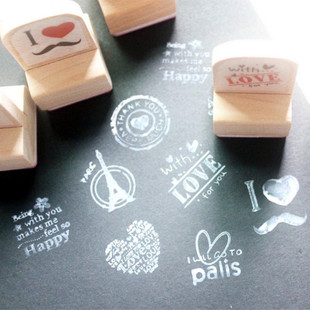 木头印章 幼儿园成长手册diy装饰材料儿童档案创意手工制作素材