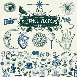 EPS格式 矢量设计素材 素图案 科学元 PNG免抠 60个19世纪复古风格