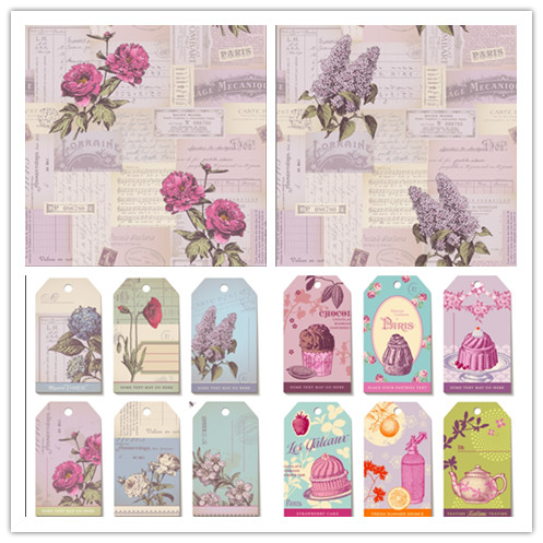 矢量设计素材 欧美复古花卉背景书签图案薰衣草玫瑰甜品 EPS 5P