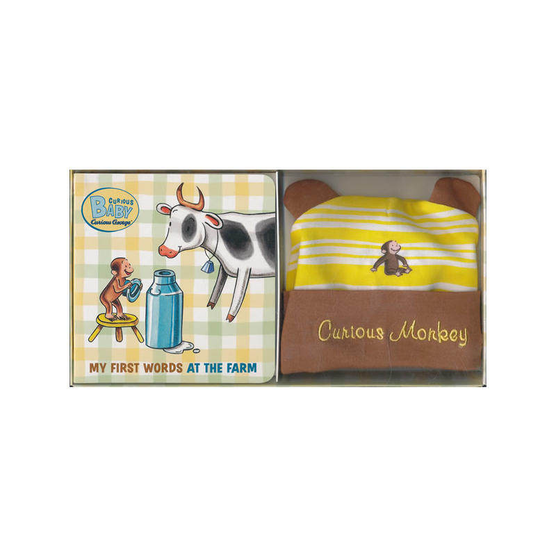 curious baby my first words at the farm gift set (book & hat)