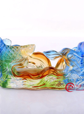 招财镇宅商务办公桌玻璃工艺品