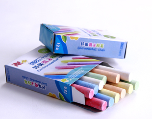 七巧板儿童画板专用粉笔 6色粉笔 彩色粉笔 12支装 微尘粉笔