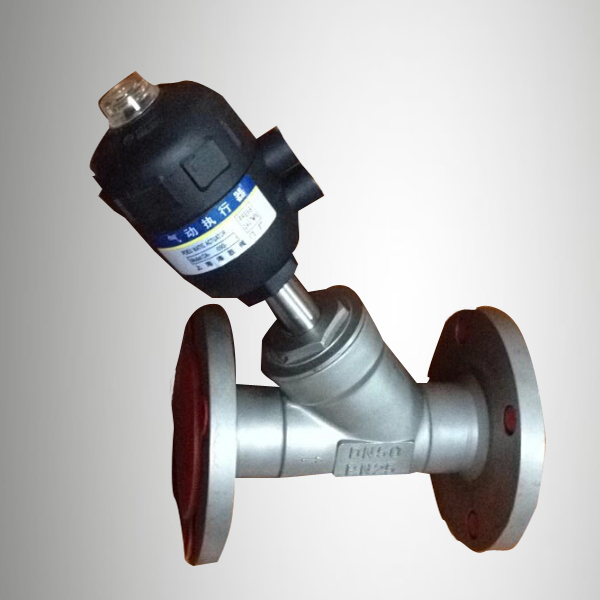 海胜304不锈钢蒸汽高温气动角座阀塑料头法兰气动角座阀dn50