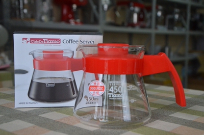 Tiamo 分享壶 茶水壶玻璃咖啡壺 弧型把手 5色可选 450cc HG2210