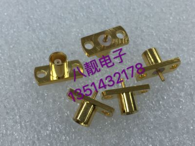 全铜镀金MCX母座 MCX-KFD 两孔菱形法兰 设备外壳面板螺母固定