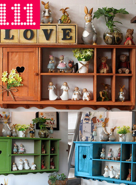 美式复古壁橱墙上置物架实木隔板壁挂柜挂柜卧室吊柜客厅墙壁墙柜