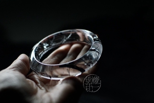 【薇一】非黑即白 天然白水晶黑碧玺手镯 藏品