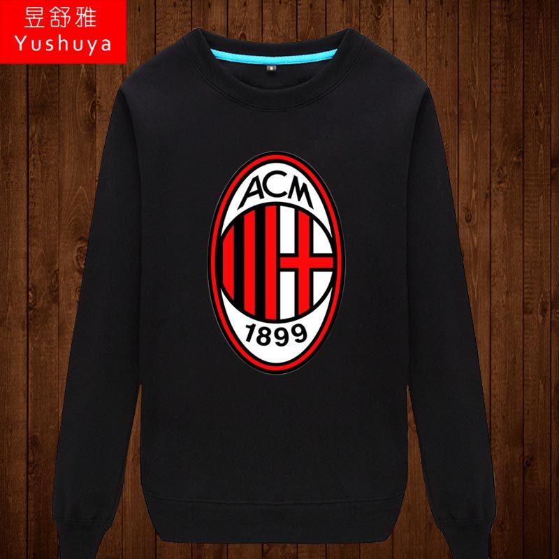 ac米兰套头卫衣男士圆领毛圈薄款长袖运动休闲足球迷上衣跑步衣服