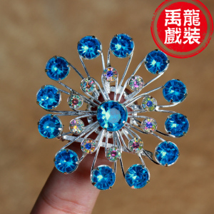 戏曲头面戏剧头饰京剧越剧饰品小姐花旦领花圆形水钻胸针胸花新款