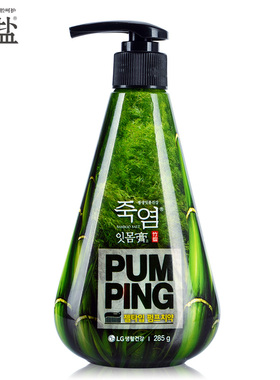 正品LG竹盐韩国进口派缤成人牙膏按压式285g清新口气 薄荷香型